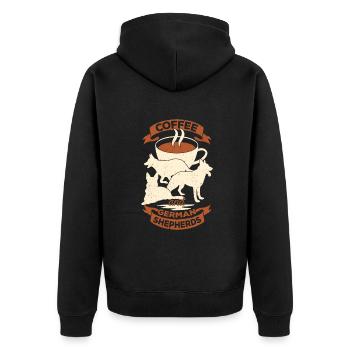 German Shepherd Coffee Dog Owner Gift - Unisex Premium Organic Zip Hoodie - black - Back - Nico (187cm)
