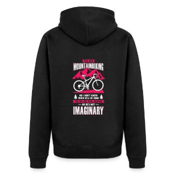 Mountainbiker Ehefrau Frau Geschenk - Unisex Premium Bio Zip Hoodie - Schwarz - Hinten - Nico (187cm)