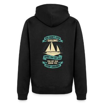 Segler Alter Mann Segelschiff Segeln Opa Geschenk - Unisex Premium Bio Zip Hoodie - Schwarz - Hinten - Nico (187cm)