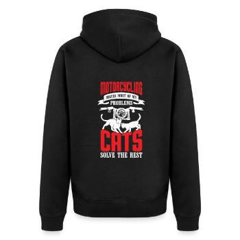 Moto Cat Motorcyclist Cadeau - Veste à capuche bio Premium Unisexe - noir - Dos - Nico (187cm)