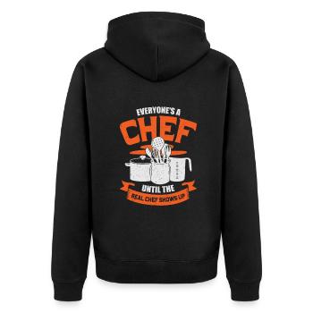 Koch Chefkoch Beruf Küche Küchenchef Geschenk - Unisex Premium Bio Zip Hoodie - Schwarz - Hinten - Nico (187cm)