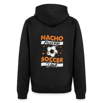 Nacho Fußballer Fußballspieler Papa Geschenk - Unisex Premium Bio Zip Hoodie - Schwarz - Hinten - Nico (187cm)