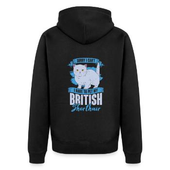 British Blue Cat Pet Cat Propriétaire Cadeau - Veste à capuche bio Premium Unisexe - noir - Dos - Nico (187cm)