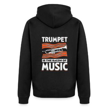 Trompete Bacon Trompetenspieler Trompeter Geschenk - Unisex Premium Bio Zip Hoodie - Schwarz - Hinten - Nico (187cm)