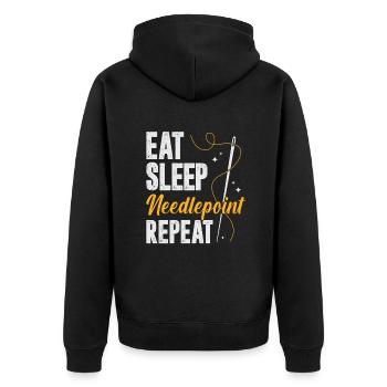 Needlepoint Embroidery Embroidery Stickerin Gift - Unisex Premium Organic Zip Hoodie - black - Back - Nico (187cm)