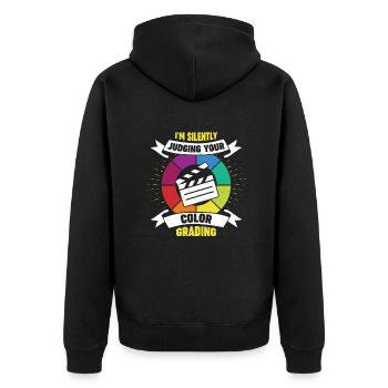 Farbkorrektur Videobearbeitung Filmeditor Geschenk - Unisex Premium Bio Zip Hoodie - Schwarz - Hinten - Nico (187cm)