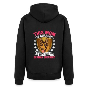 This Mom Is Guarded by Her German Shepherd Dog - Unisex Premium Organic Zip Hoodie - black - Back - Nico (187cm)