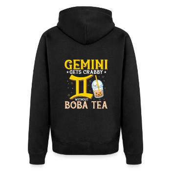 Zwillinge bekommt Krabben ohne Boba-Tee lustige Blase - Unisex Premium Bio Zip Hoodie - Schwarz - Hinten - Nico (187cm)