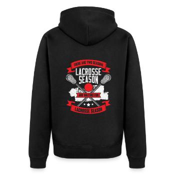 Funny Lacrosse Sport Lacrosse Player Gift - Unisex Premium Organic Zip Hoodie - black - Back - Nico (187cm)