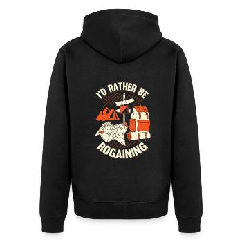Orientierungslauf Sport Rogaining Rogaine Geschenk - Unisex Premium Bio Zip Hoodie - Schwarz - Hinten - Nico (187cm)
