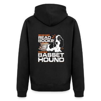 Basset Hound Hund Hundehalter Leser Geschenk - Unisex Premium Bio Zip Hoodie - Schwarz - Hinten - Nico (187cm)