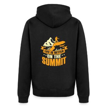 Summit Mountain Ascent Mountaineer Gift - Unisex Premium Organic Zip Hoodie - black - Back - Nico (187cm)