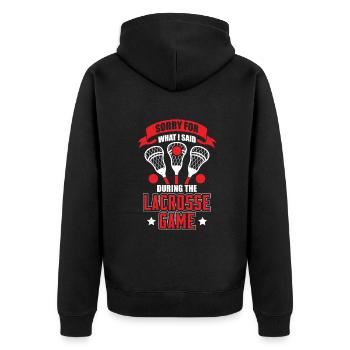 Lacrosse Lacrosse Player Lacrosse Trainer Gift - Unisex Premium Organic Zip Hoodie - black - Back - Nico (187cm)