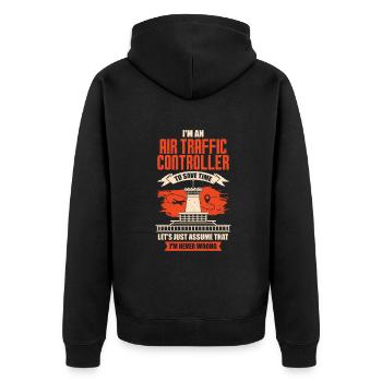 Funny Air Traffic Controller Job Air Traffic Controller Gift - Unisex Premium Organic Zip Hoodie - black - Back - Nico (187cm)