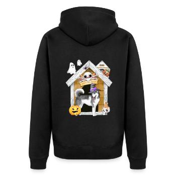 Halloween Sibérien Husky Chien Sorcière - Veste à capuche bio Premium Unisexe - noir - Dos - Nico (187cm)