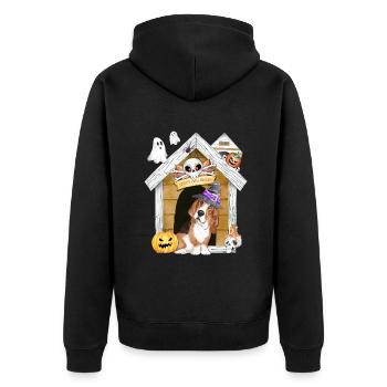 Halloween Basset Hound Chien Sorcière - Veste à capuche bio Premium Unisexe - noir - Dos - Nico (187cm)