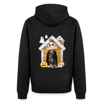 Halloween Rottweiler Chien Sorcière - Veste à capuche bio Premium Unisexe - noir - Dos - Nico (187cm)