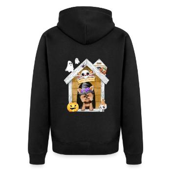 Halloween Yorkshire Terrier Chien Sorcière - Veste à capuche bio Premium Unisexe - noir - Dos - Nico (187cm)