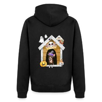 Halloween Chihuahua Chien Sorcière - Veste à capuche bio Premium Unisexe - noir - Dos - Nico (187cm)