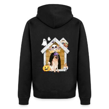 Halloween Berger Allemand Chien Sorcière - Veste à capuche bio Premium Unisexe - noir - Dos - Nico (187cm)