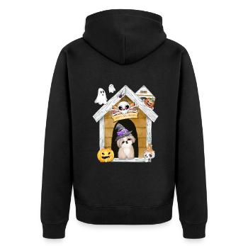 Halloween Shih Tzu Chien Sorcière - Veste à capuche bio Premium Unisexe - noir - Dos - Nico (187cm)