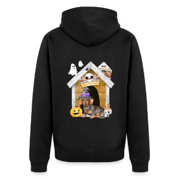 Halloween Teckel Chien Sorcière - Veste à capuche bio Premium Unisexe - noir - Dos - Nico (187cm)