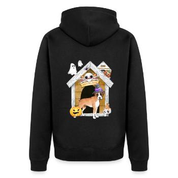 Halloween Boxer Chien Sorcière - Veste à capuche bio Premium Unisexe - noir - Dos - Nico (187cm)