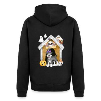 Halloween Miniature Schnauzer Chien Sorcière - Veste à capuche bio Premium Unisexe - noir - Dos - Nico (187cm)