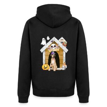 Halloween Grand Danois Chien Sorcière - Veste à capuche bio Premium Unisexe - noir - Dos - Nico (187cm)
