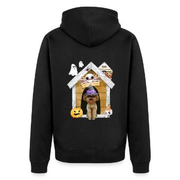 Caniche d’Halloween Chien Sorcière - Veste à capuche bio Premium Unisexe - noir - Dos - Nico (187cm)
