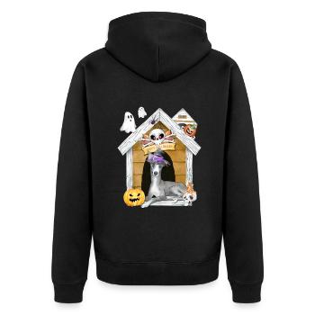 Halloween Greyhound Chien Sorcière - Veste à capuche bio Premium Unisexe - noir - Dos - Nico (187cm)