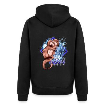 i love you like no otter Design - Unisex Premium Bio Zip Hoodie - Schwarz - Hinten - Nico (187cm)