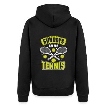 Tennis Tennisplatz Sonntag Tennisspieler Geschenk - Unisex Premium Bio Zip Hoodie - Schwarz - Hinten - Nico (187cm)