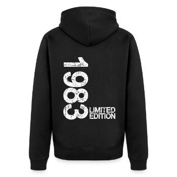 Cool design with 1983 Limited Edition birthday - Unisex Premium Organic Zip Hoodie - black - Back - Nico (187cm)