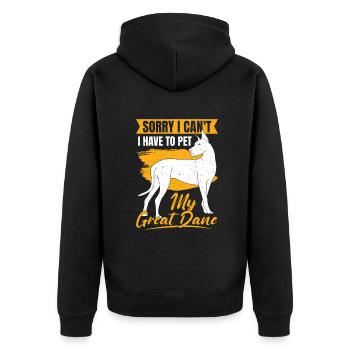 Deutsche Dogge Hund Haustier Hundehalter Geschenk - Unisex Premium Bio Zip Hoodie - Schwarz - Hinten - Nico (187cm)