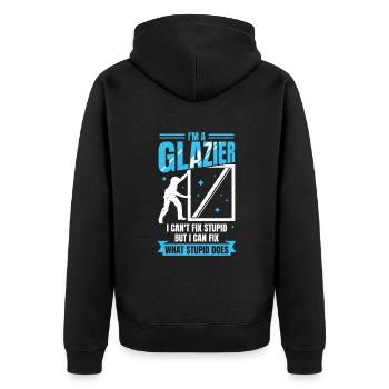 Lustiges Glaser Job Glasermeister Geschenk - Unisex Premium Bio Zip Hoodie - Schwarz - Hinten - Nico (187cm)