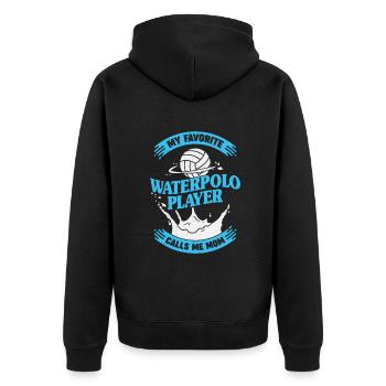 Wasserball Wasserballer Mama Mutter Geschenk - Unisex Premium Bio Zip Hoodie - Schwarz - Hinten - Nico (187cm)