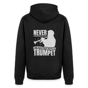 Trompete Alter Mann Trompetenspieler Geschenk - Unisex Premium Bio Zip Hoodie - Schwarz - Hinten - Nico (187cm)