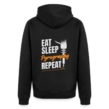 Lustiges Brandmalerei Hobby Pyrographie Geschenk - Unisex Premium Bio Zip Hoodie - Schwarz - Hinten - Nico (187cm)