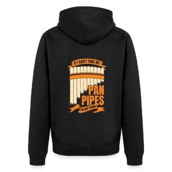 Funny Pane Pipes Flute Player Gift - Unisex Premium Organic Zip Hoodie - black - Back - Nico (187cm)