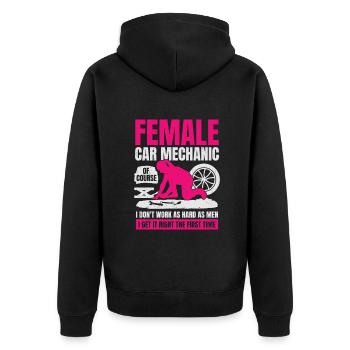 Mécanicien automobile féminin Cadeau de fille - Veste à capuche bio Premium Unisexe - noir - Dos - Nico (187cm)