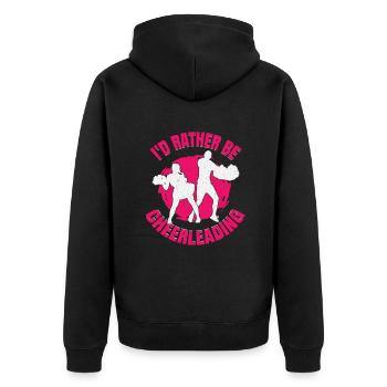 Ich wäre lieber Cheerleading Cheerleader Mädchen Geschenk - Unisex Premium Bio Zip Hoodie - Schwarz - Hinten - Nico (187cm)