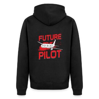 Future Pilot Flight School Chief Aviator Gift - Unisex Premium Organic Zip Hoodie - black - Back - Nico (187cm)