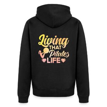 Pilates Vivre le cadeau de vie Pilates - Veste à capuche bio Premium Unisexe - noir - Dos - Nico (187cm)