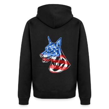 Miniature Pinscher Miniature Pinscher Flag - Unisex Premium Organic Zip Hoodie - black - Back - Nico (187cm)