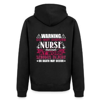 Nurse Do Not Disturb Nurse At Work - Unisex Premium Organic Zip Hoodie - black - Back - Nico (187cm)