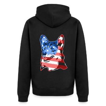 Pembroke Welsh Corgi Pembroke Welsh Corgi Flag - Unisex Premium Organic Zip Hoodie - black - Back - Nico (187cm)