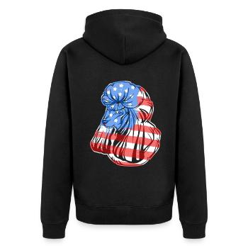 Poodle Poodle Flag - Unisex Premium Organic Zip Hoodie - black - Back - Nico (187cm)