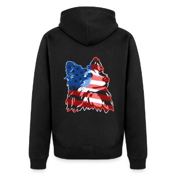 Shetland Sheepdog Shetland Sheepdog Flag - Unisex Premium Organic Zip Hoodie - black - Back - Nico (187cm)
