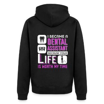 Dental Assistant I Became A Dental Assistant - Unisex Premium Organic Zip Hoodie - black - Back - Nico (187cm)